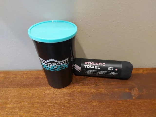 Supplement Queen Drink Shaker & Gym Towel Bundle
