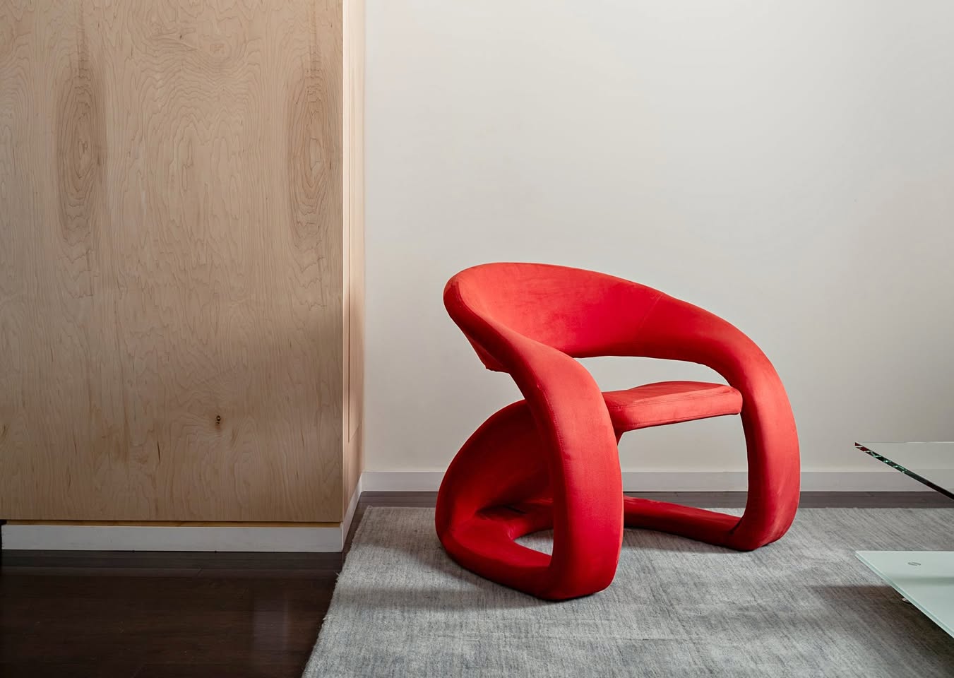 Red Microsuede Jaymar Tongue Armchair