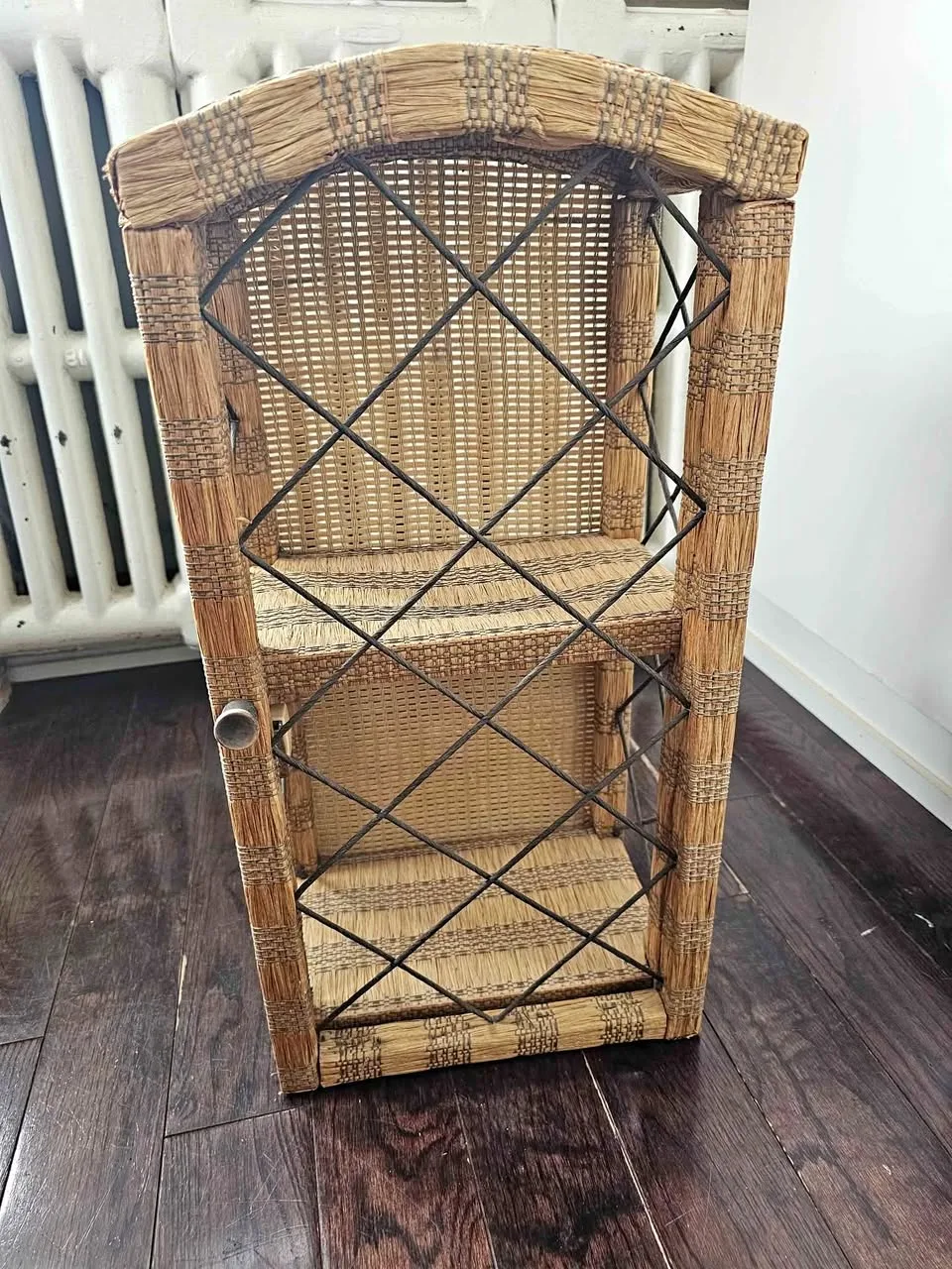 Vintage Rattan Hanging Wall Display Arched Shelf Boho Mini Shelf