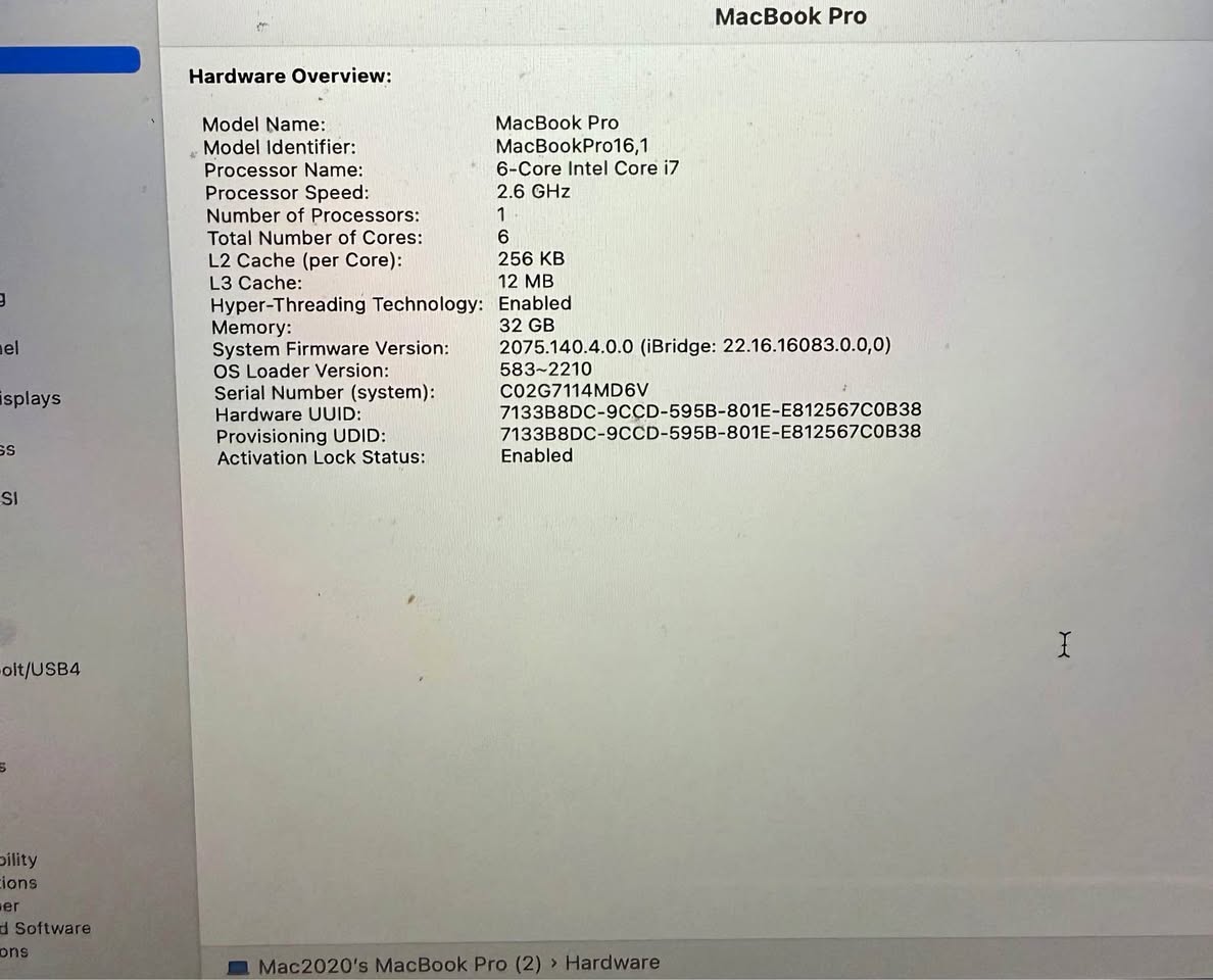 MacBook Pro 16” 32gb 512gb - 2019