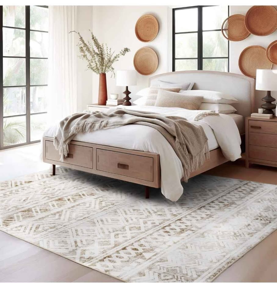 New 9x12 Machine Washable Moroccan Area Rug – Neutral Taupe - photo 2