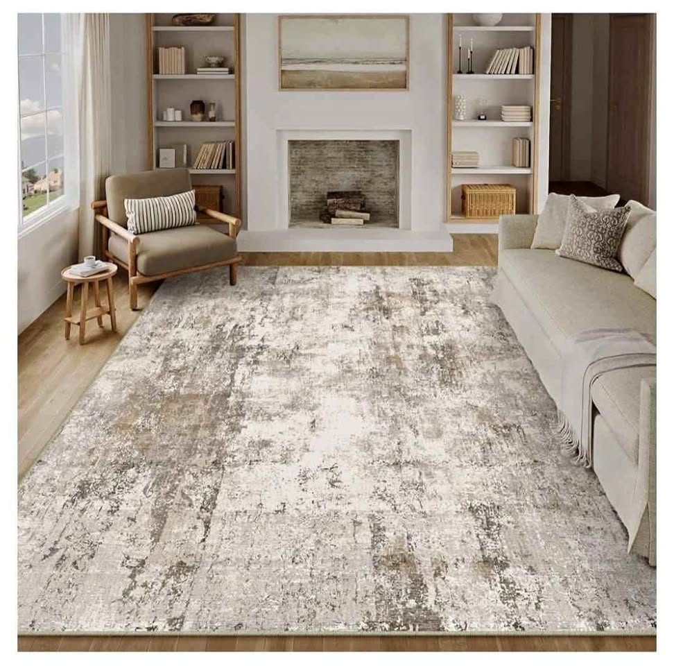 Brand New 9x12 Washable Rug - Grey/Orange/Yellow