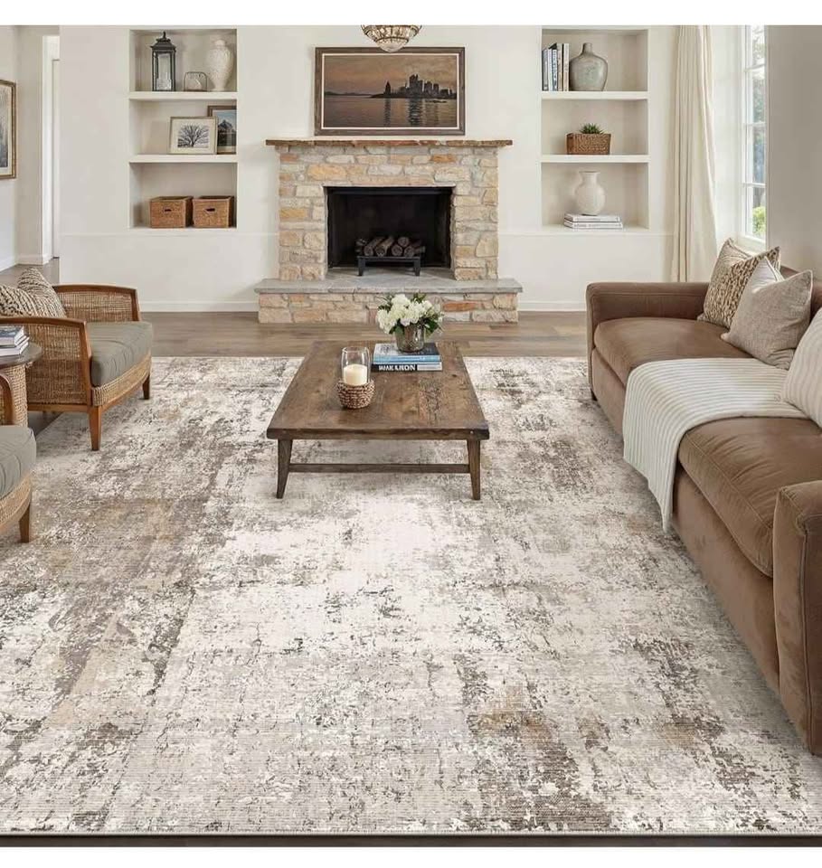 Brand New 9x12 Washable Rug - Grey/Orange/Yellow - photo 3