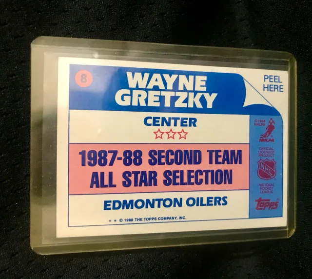 Wayne Gretzky 1988-89 HOF Sticker Topps #8 Edmonton Oilers image indicator(2)
