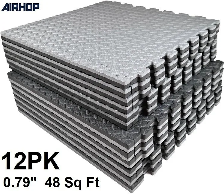 12pk airhop exercise mat - 0.79" Extra Thick 48 Sq Ft - black thumbnail