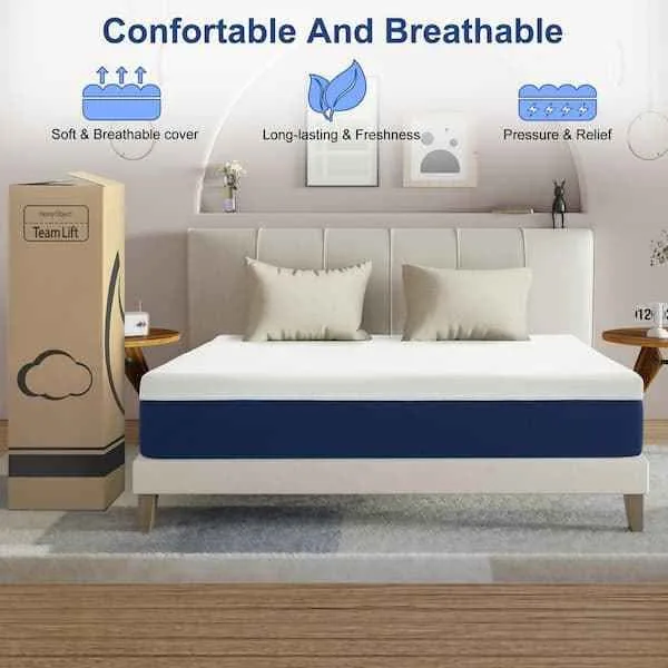 Twolike 10 Inch Queen Size Memory Foam Mattress NEW image indicator(2)