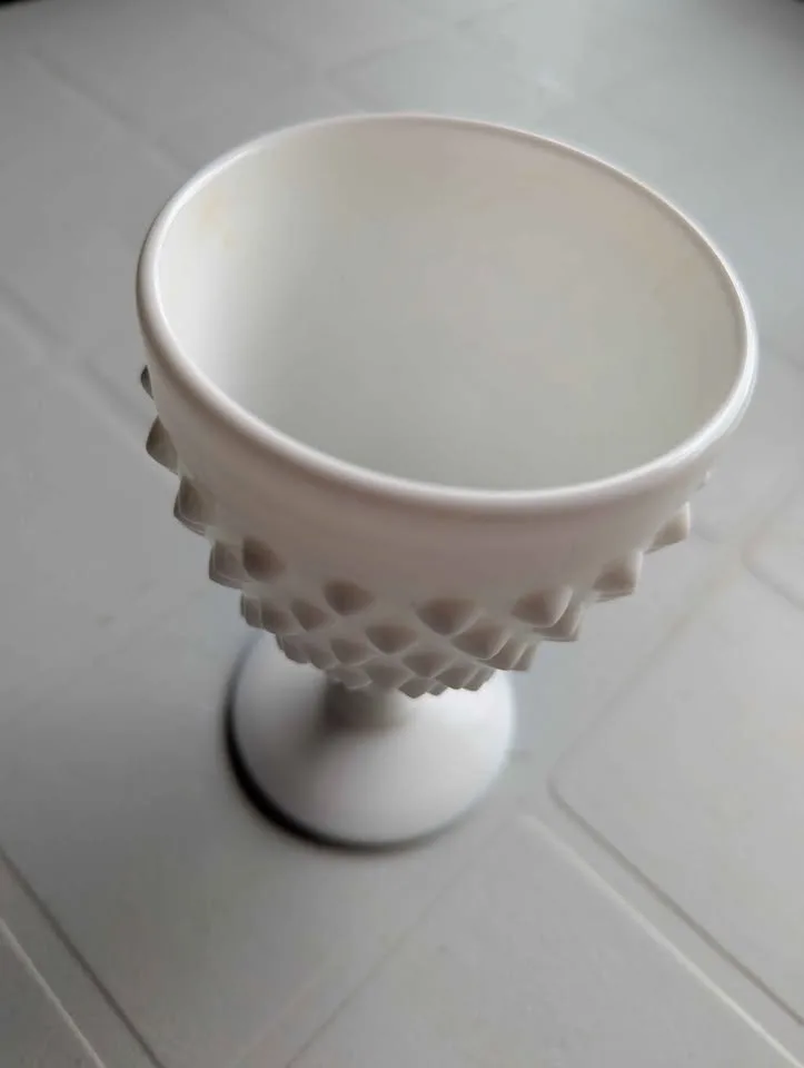 Hobnail Milk Glass White Vase/ Wine Goblet image indicator(2)