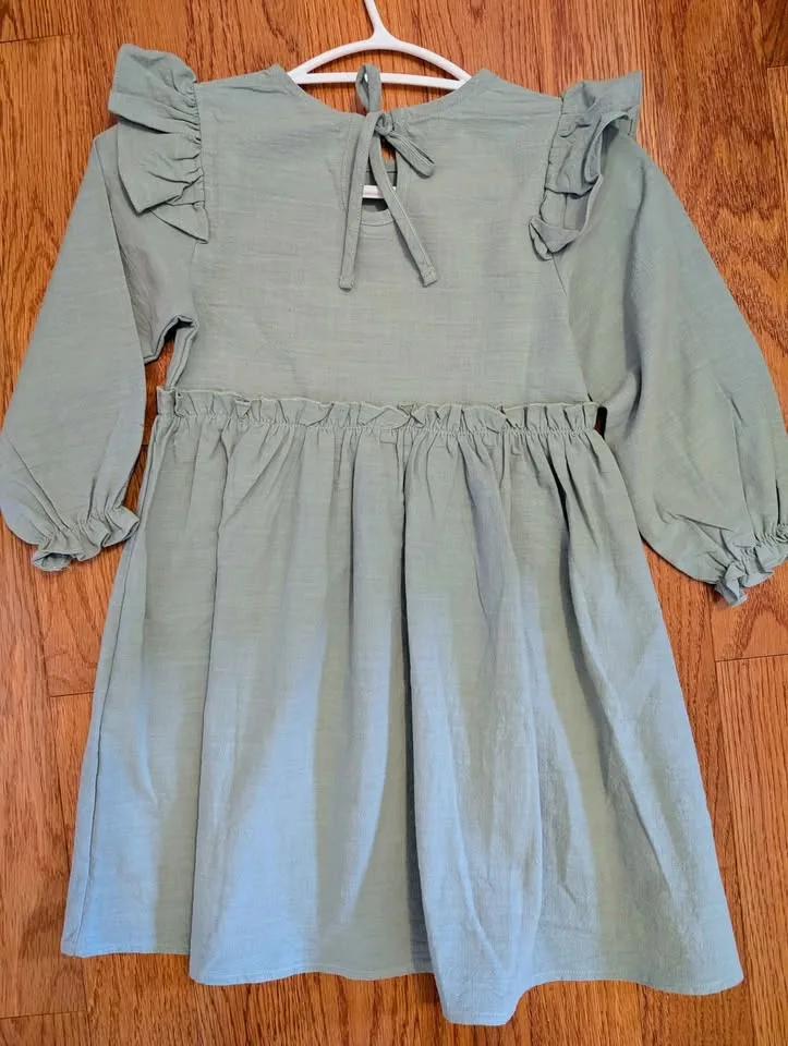 Toddler Cotton Green Dress, Size 120 image indicator(2)