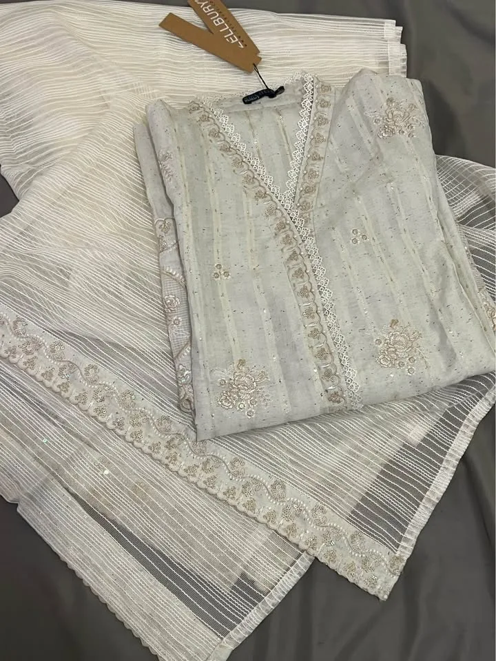 Elegant white Zelbury Original Shirt Dupatta image indicator(4)