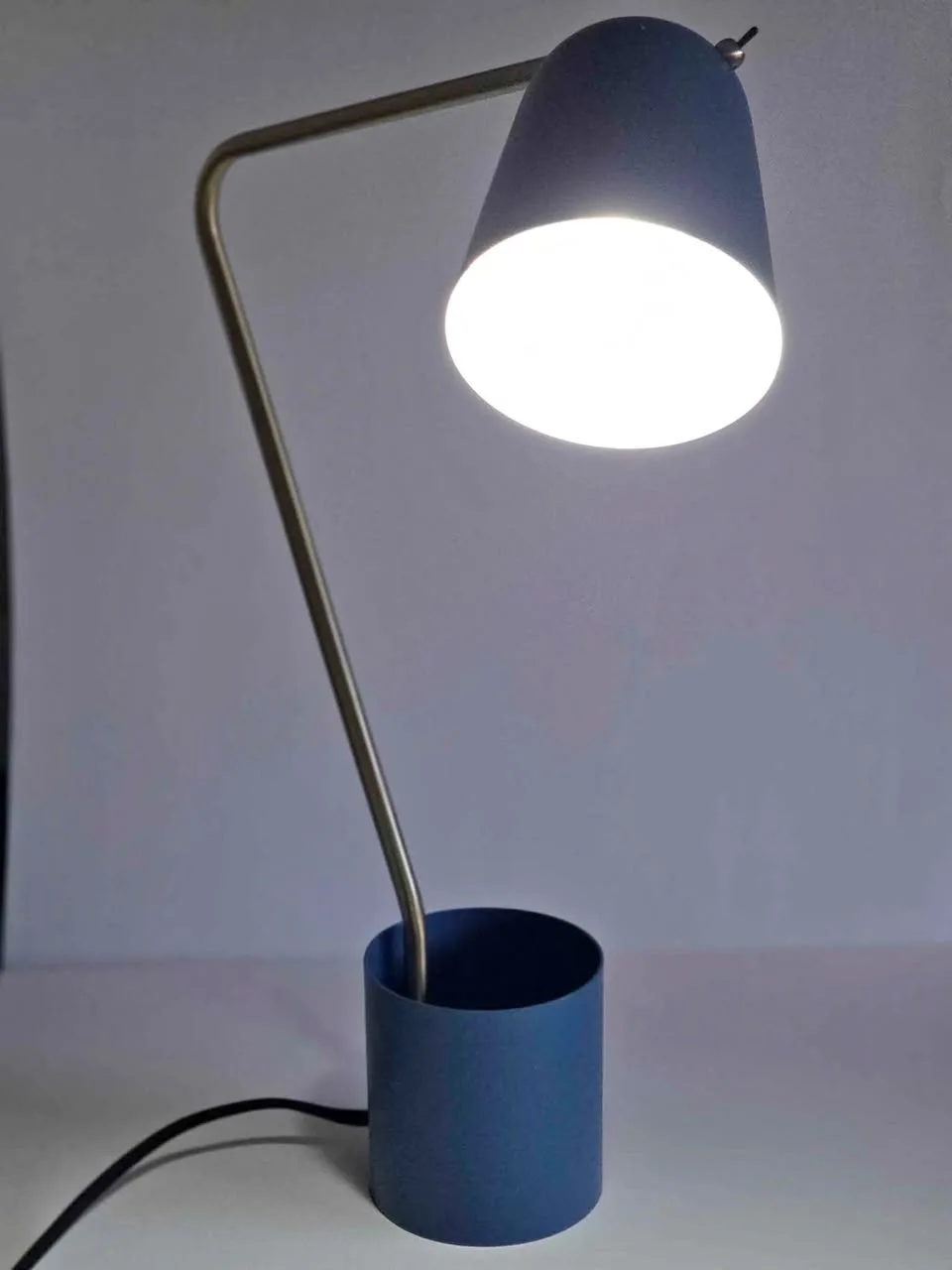 Navy Blue & Brass Desk Lamp with USB Port