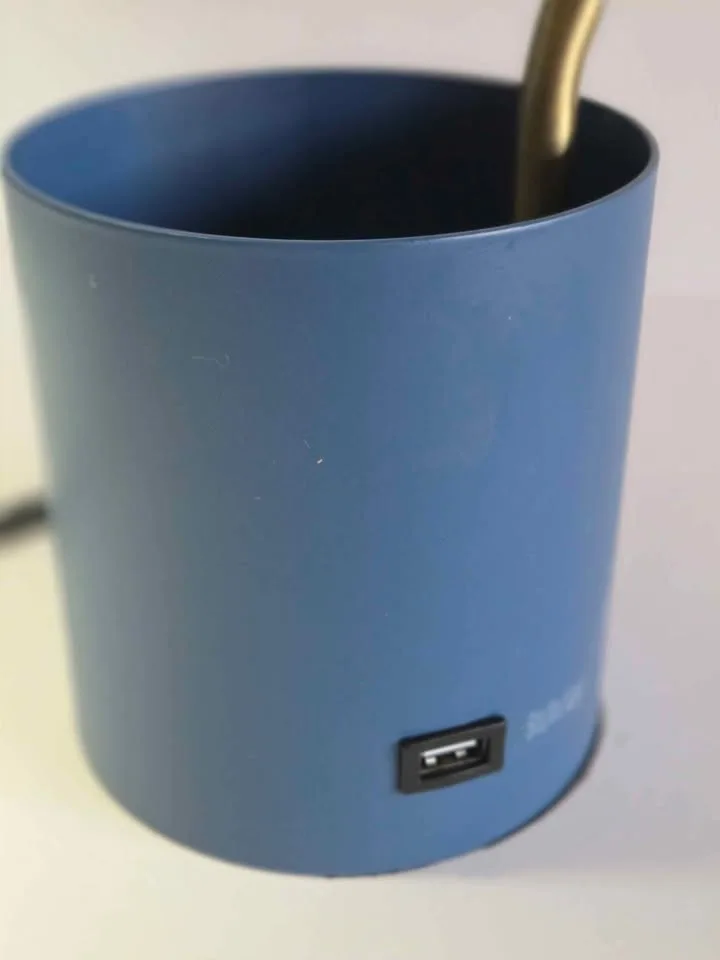 Navy Blue & Brass Desk Lamp with USB Port image indicator(5)