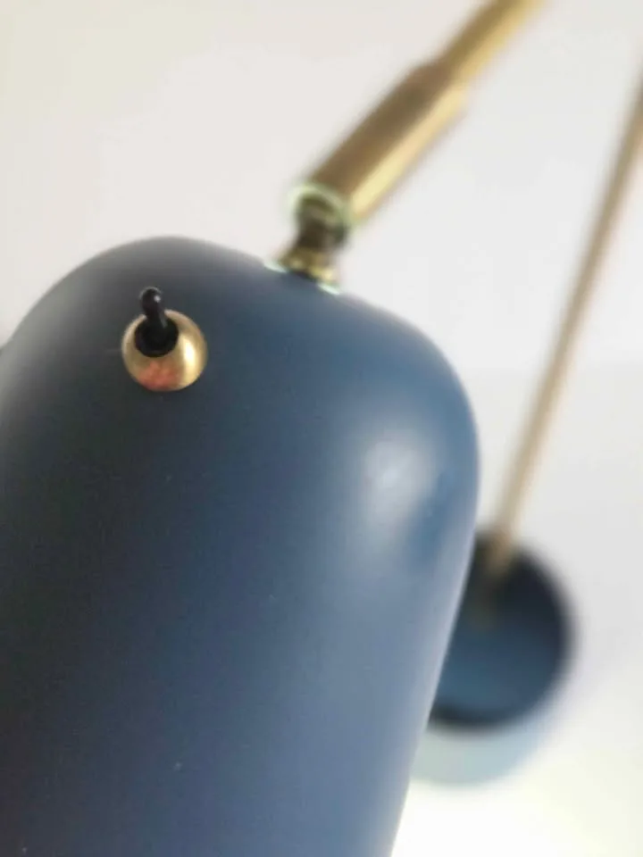Navy Blue & Brass Desk Lamp with USB Port image indicator(8)