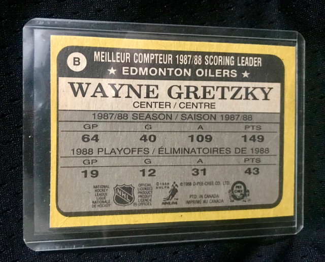 1988/89 O-Pee-Chee Wayne Gretzky Oilers NHL - photo 2