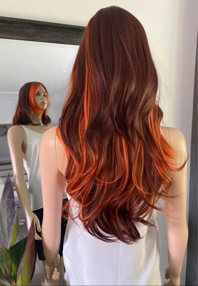 Fiery Brown & Orange Layered Synthetic Wig image indicator(2)