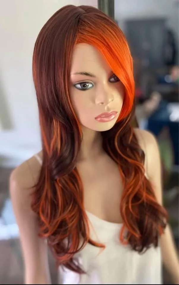 Fiery Brown & Orange Layered Synthetic Wig image indicator(3)