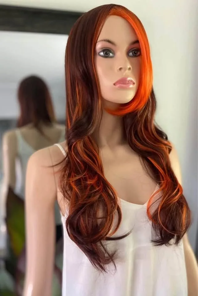 Fiery Brown & Orange Layered Synthetic Wig image indicator(4)