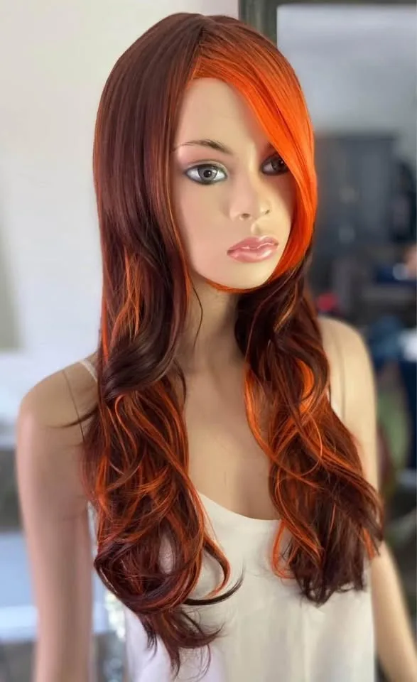 Fiery Brown & Orange Layered Synthetic Wig image indicator(5)