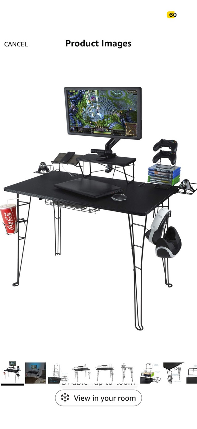Modern Black Desk + Sit-Stand Riser – Like New - photo 2
