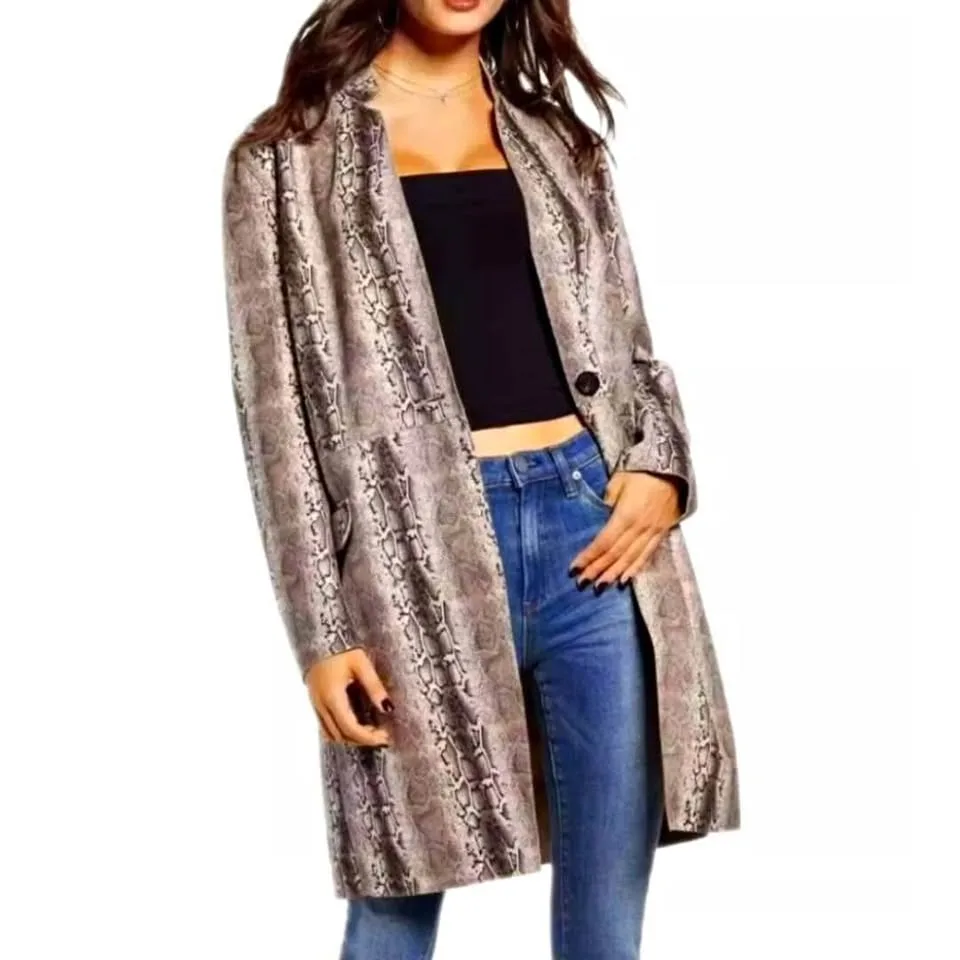 Blank NYC Faux Snakeskin Suede Coat