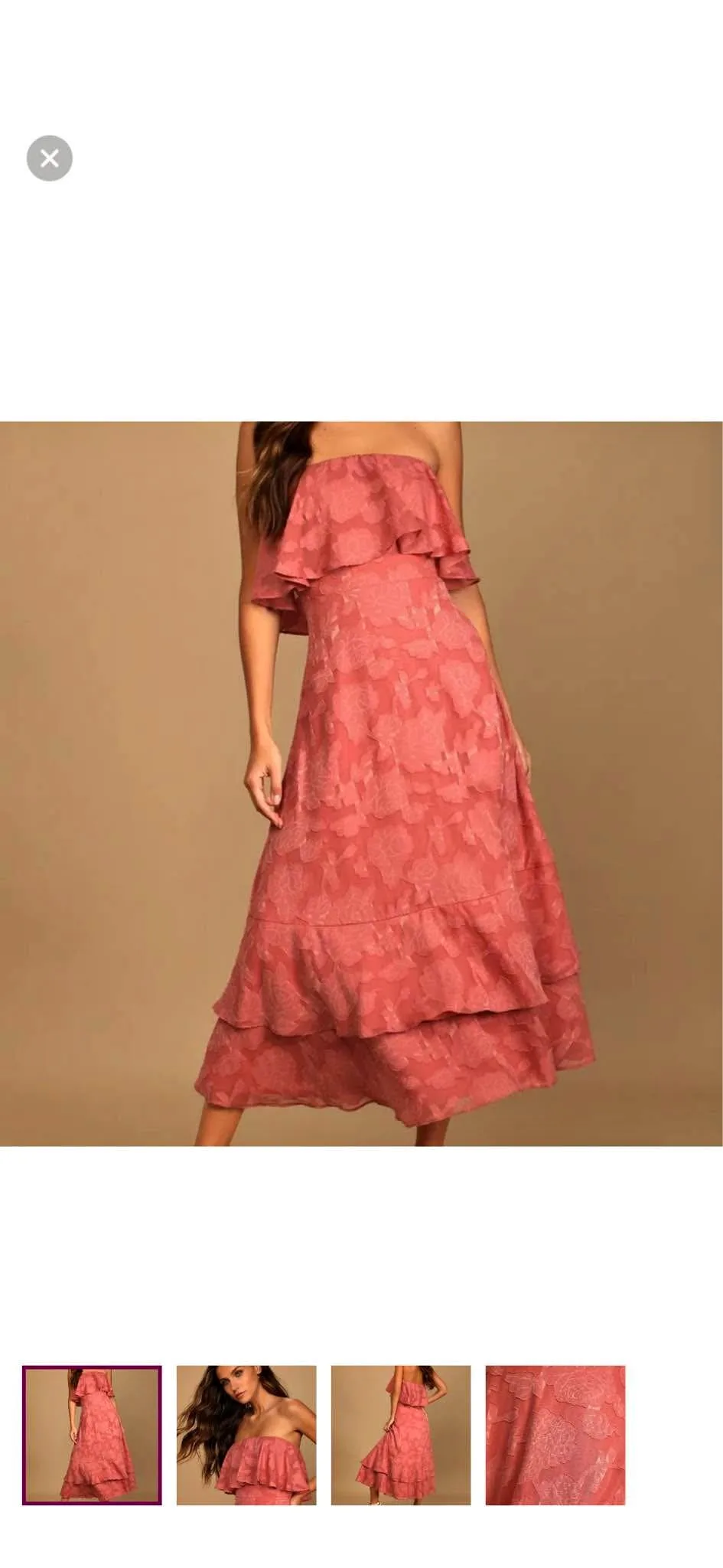 Lulus Strapless Midi Rose / Mauve Dress - Size XL NEW