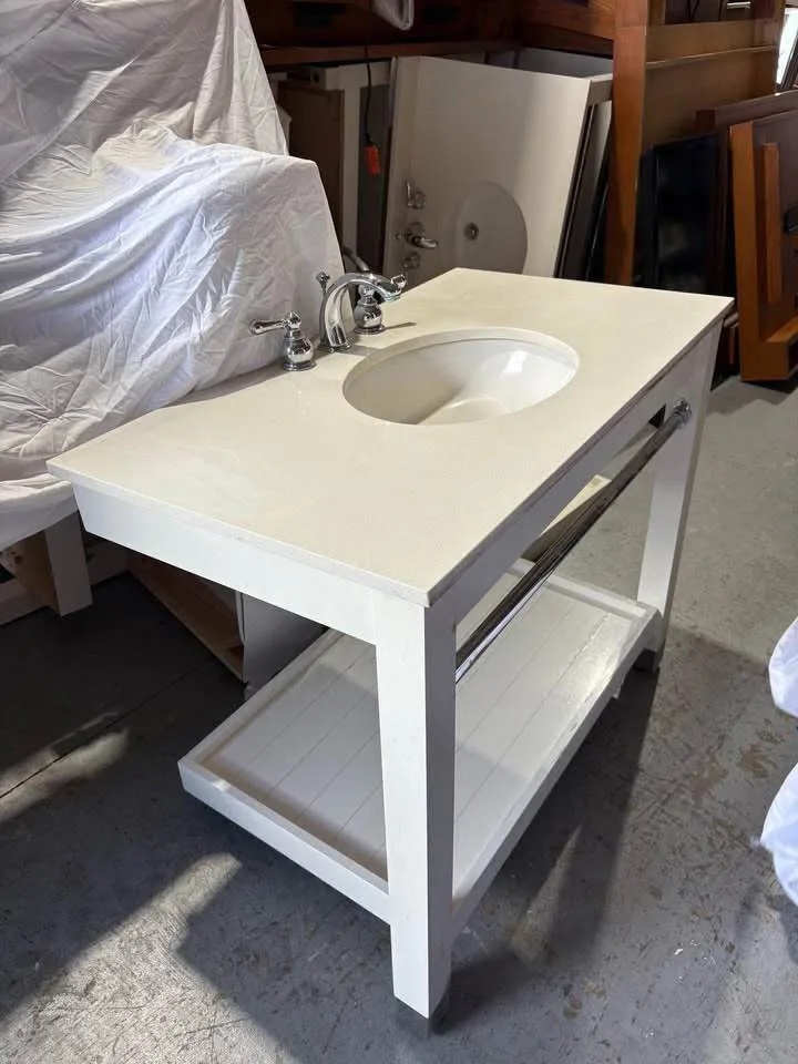 Hotel Liquidation – White Stone Top Bathroom Vanities image indicator(3)