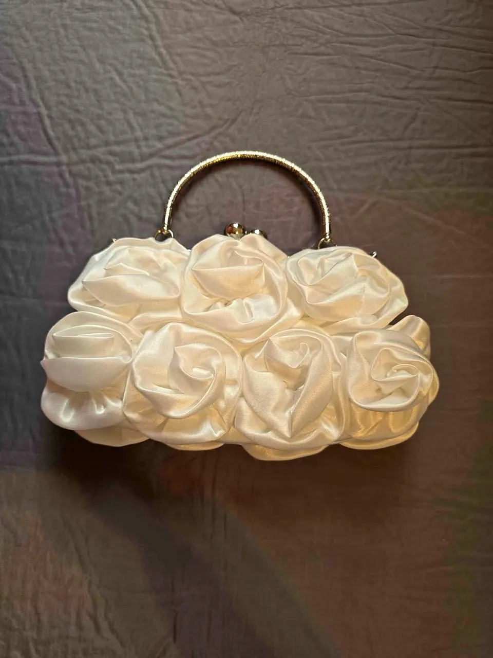 Elegant White Rose Clutch Purse — Brand New (Small Mark) ✨ thumbnail