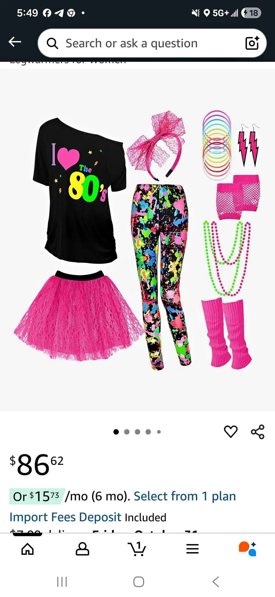 🎉 Brand New “I ❤️ The 80’s” Costume Set — Size L-XL 🎃 thumbnail