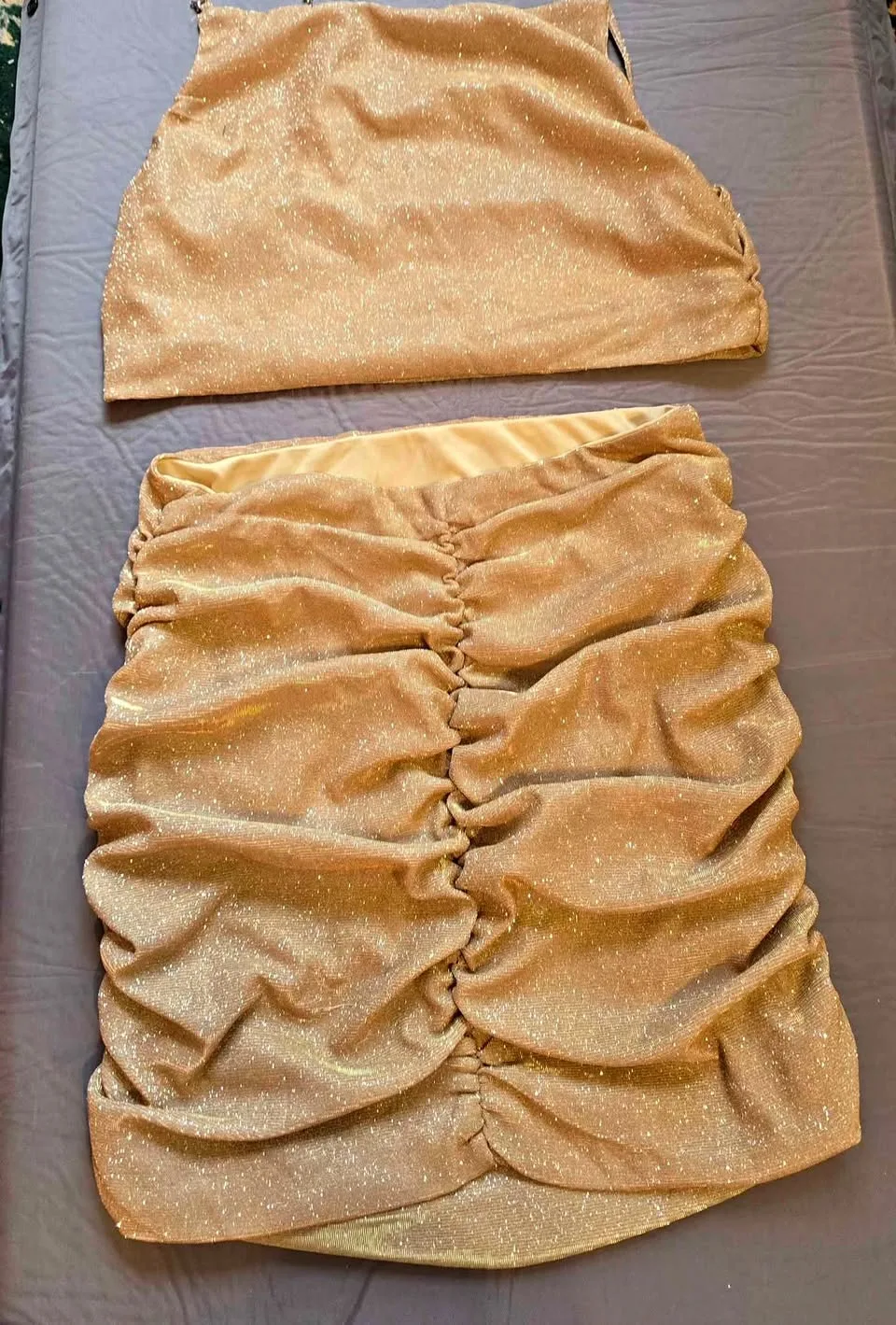 ✨ Brand New Size S-M Sparkly Gold Two-Piece Set — Size S-M ✨ thumbnail