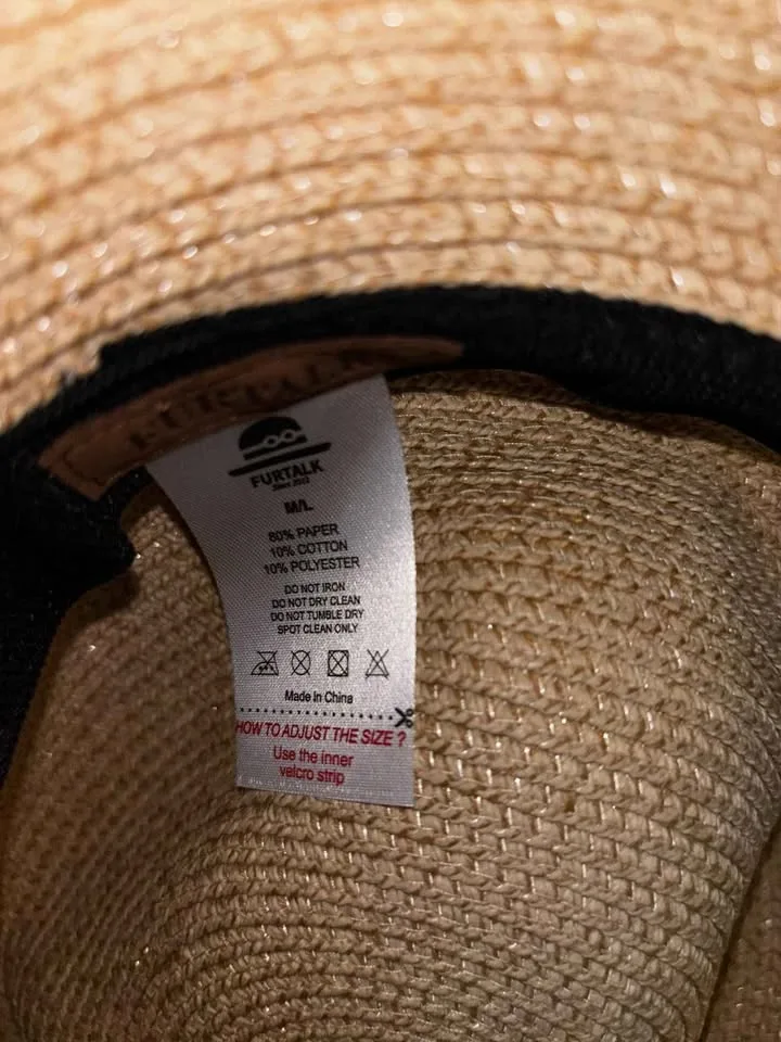 🎃 Brand New Furtalk Wide Brim Straw Sun Hat – Adjustable M/L 👒✨ image indicator(3)