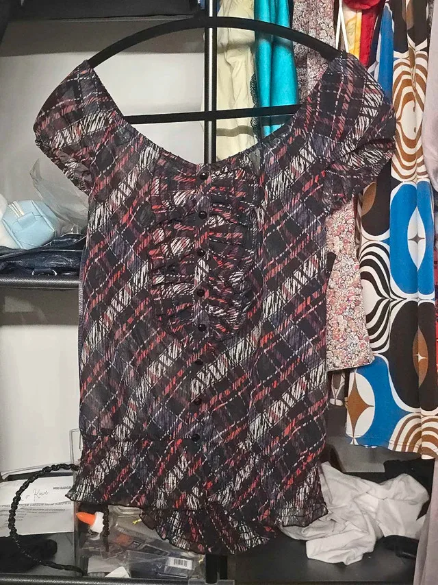 Guess Plaid Y2K Sheer Blouse image indicator(2)
