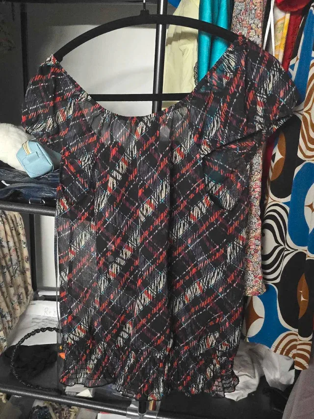 Guess Plaid Y2K Sheer Blouse image indicator(3)