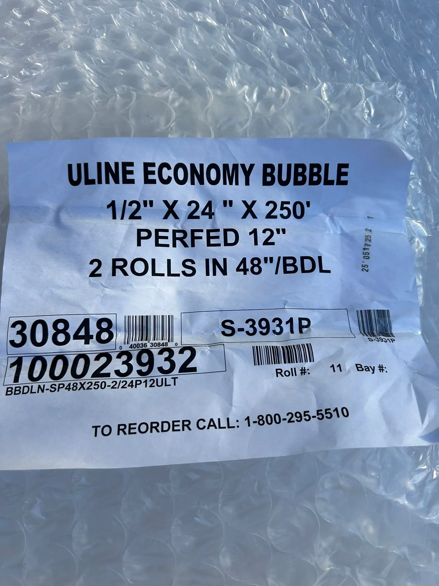 Uline Bubble Cushioning Wrap Rolls 24" x 250' (2 Rolls) 🥕 image indicator(2)
