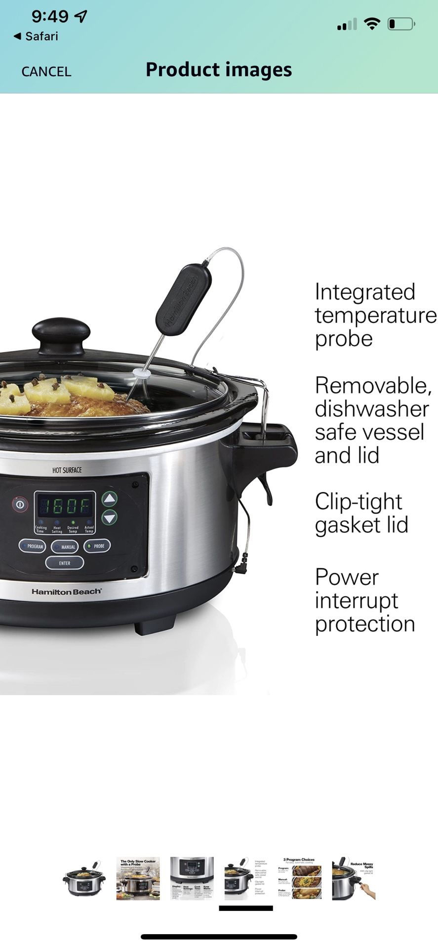 Hamilton Beach 6 Quart Slow Cooker - photo 2
