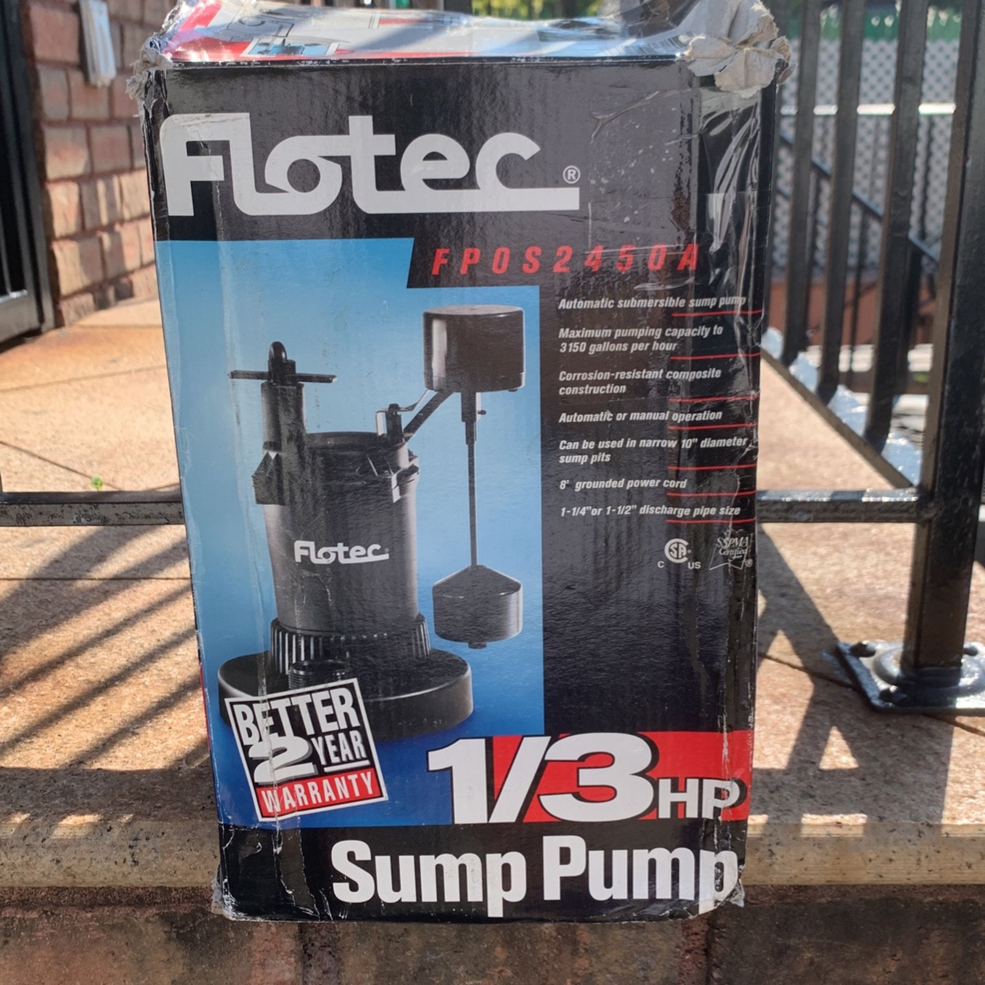 Flotec 1/3 hp Sump pump with float / New 🥕