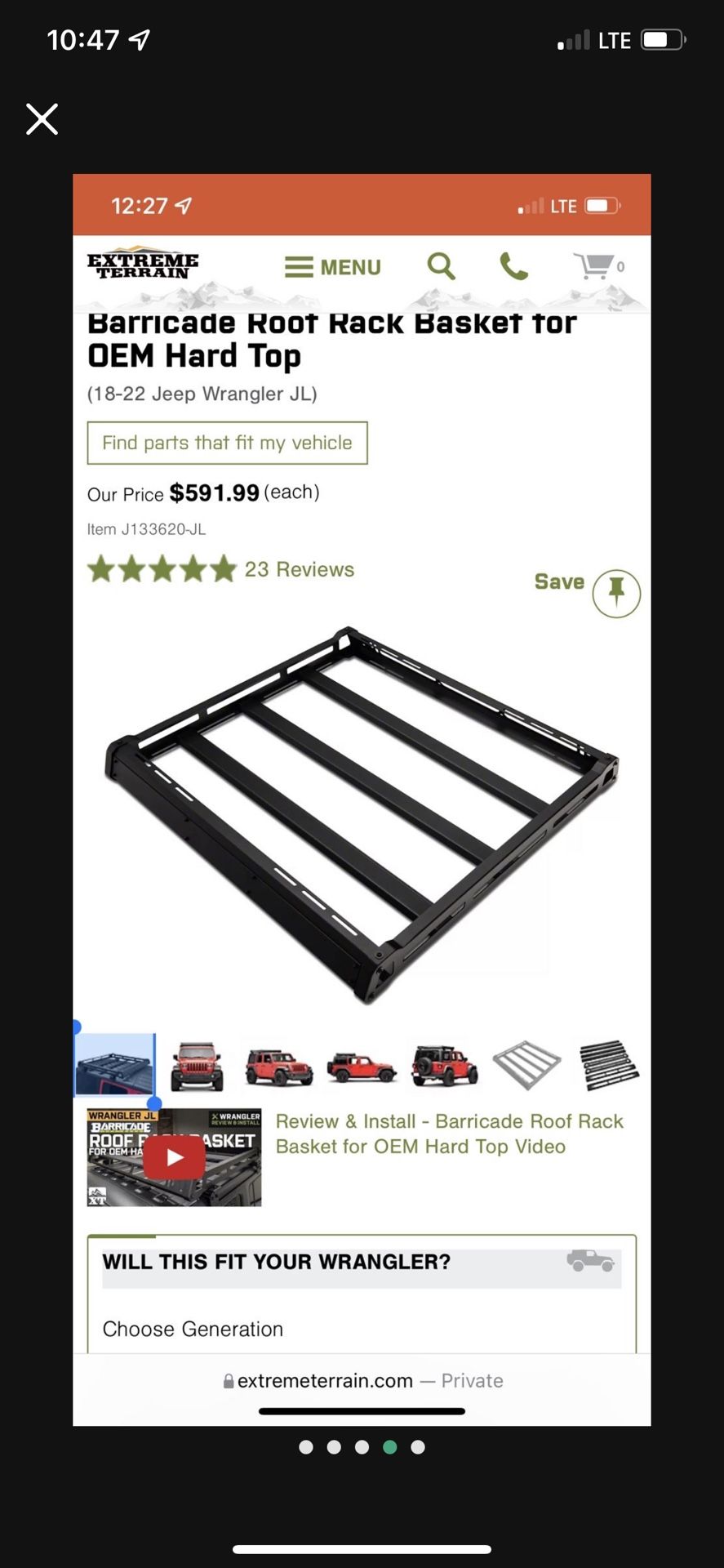 Barricade Roof Rack Basket Hard Top Jeep JL 🥕