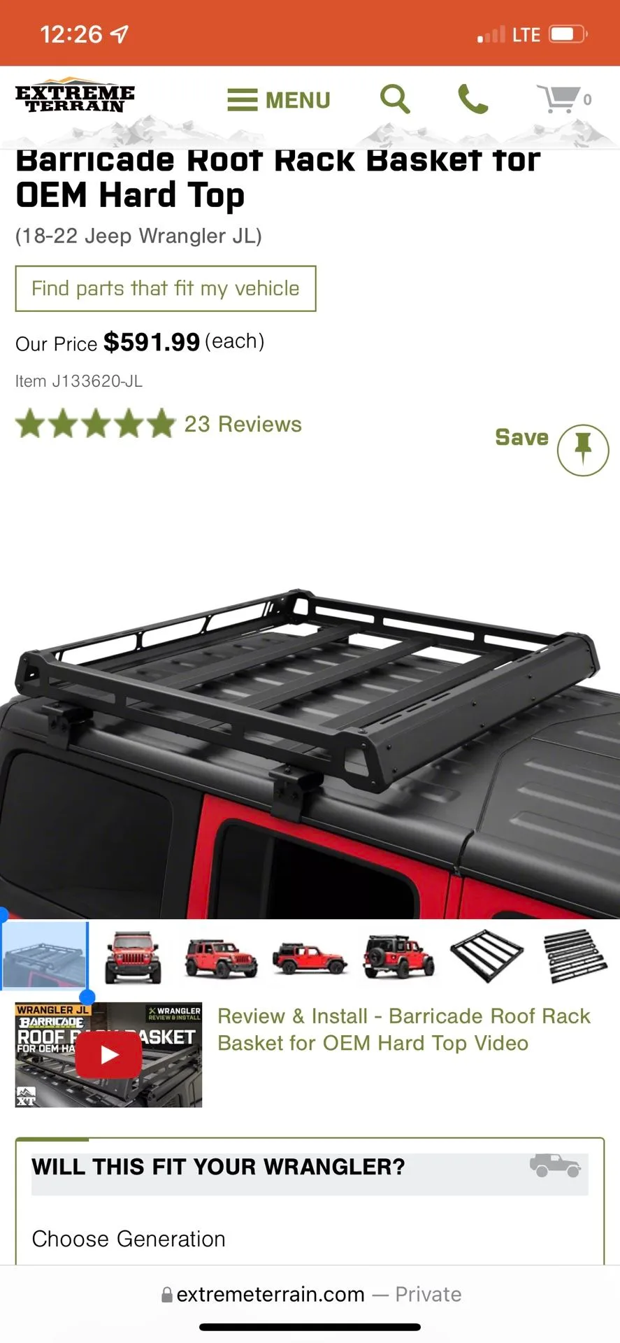 Barricade Roof Rack Basket Hard Top Jeep JL thumbnail