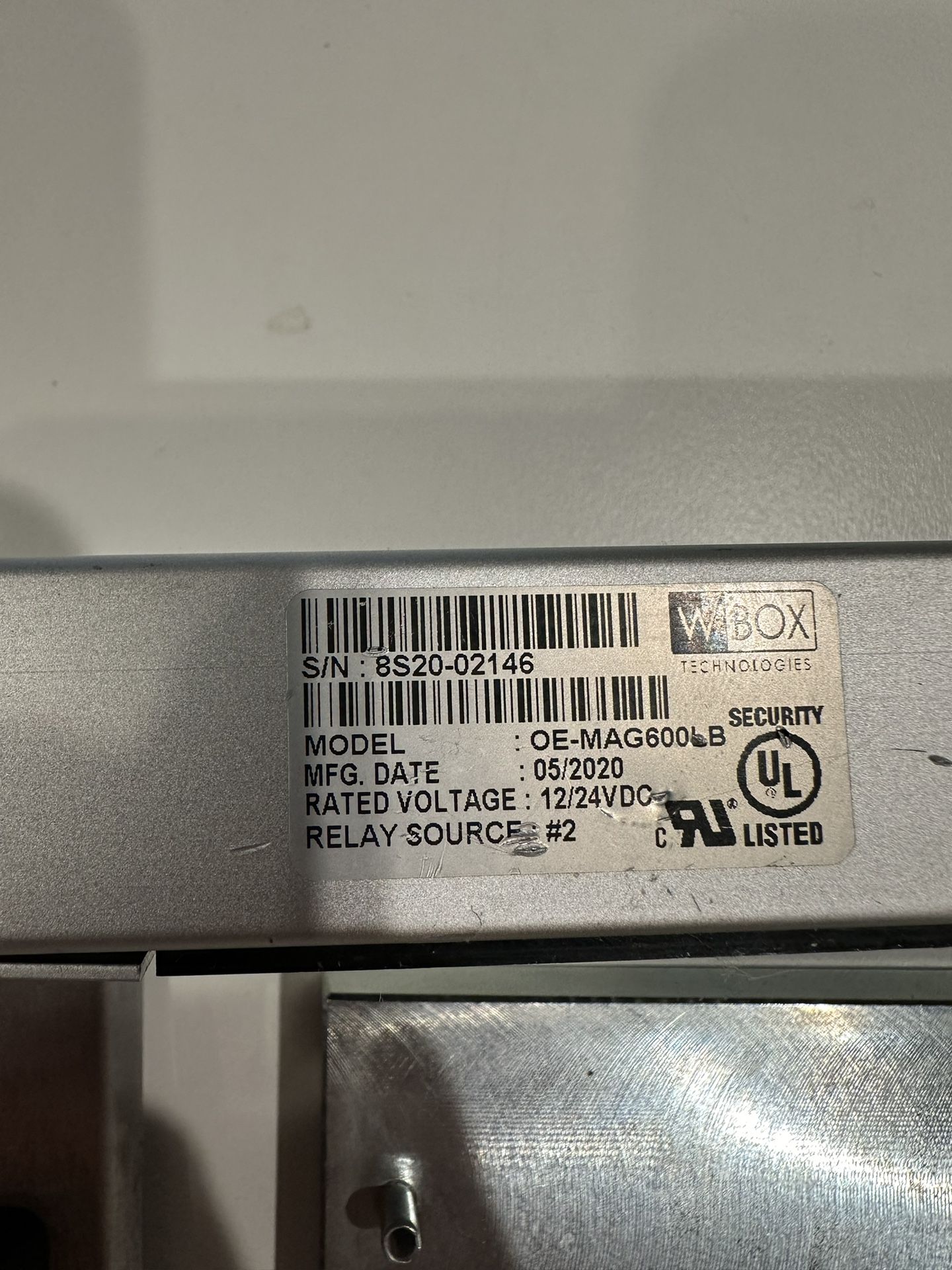 Wbox technology model: OE-MAG 600LB MFG Date : 05/2020 - photo 2
