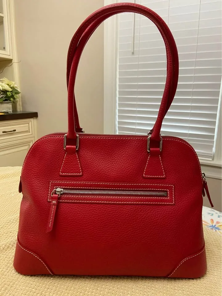 Vintage Dooney & Bourke Red Pebble Leather Satchel, *New! image indicator(2)