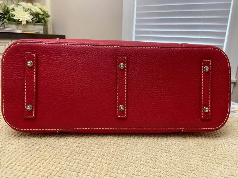 Vintage Dooney & Bourke Red Pebble Leather Satchel, *New! image indicator(5)