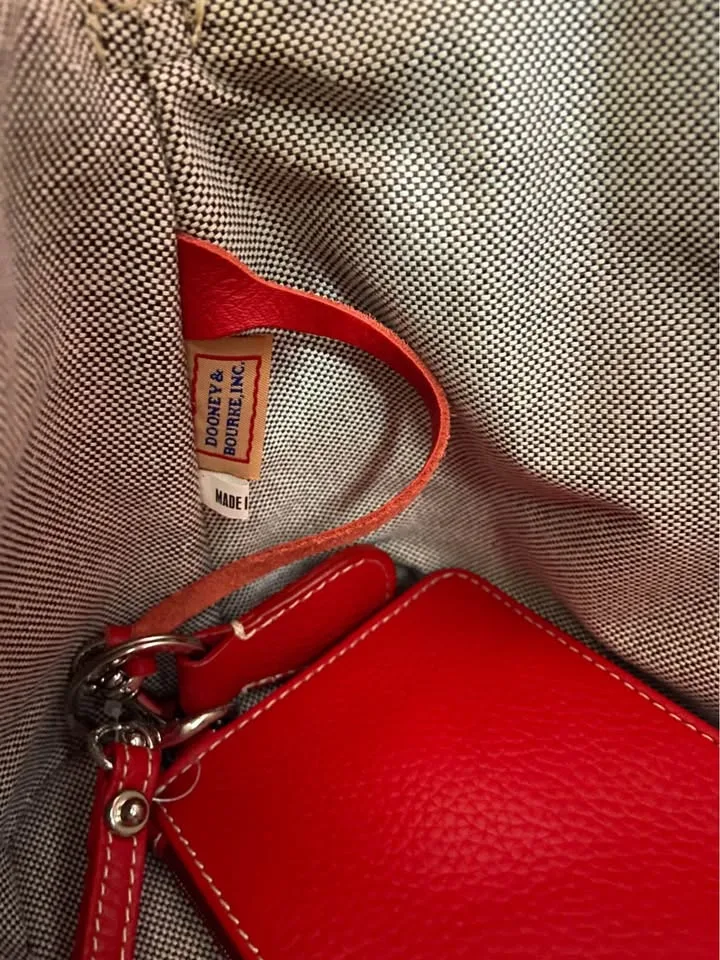 Vintage Dooney & Bourke Red Pebble Leather Satchel, *New! image indicator(8)