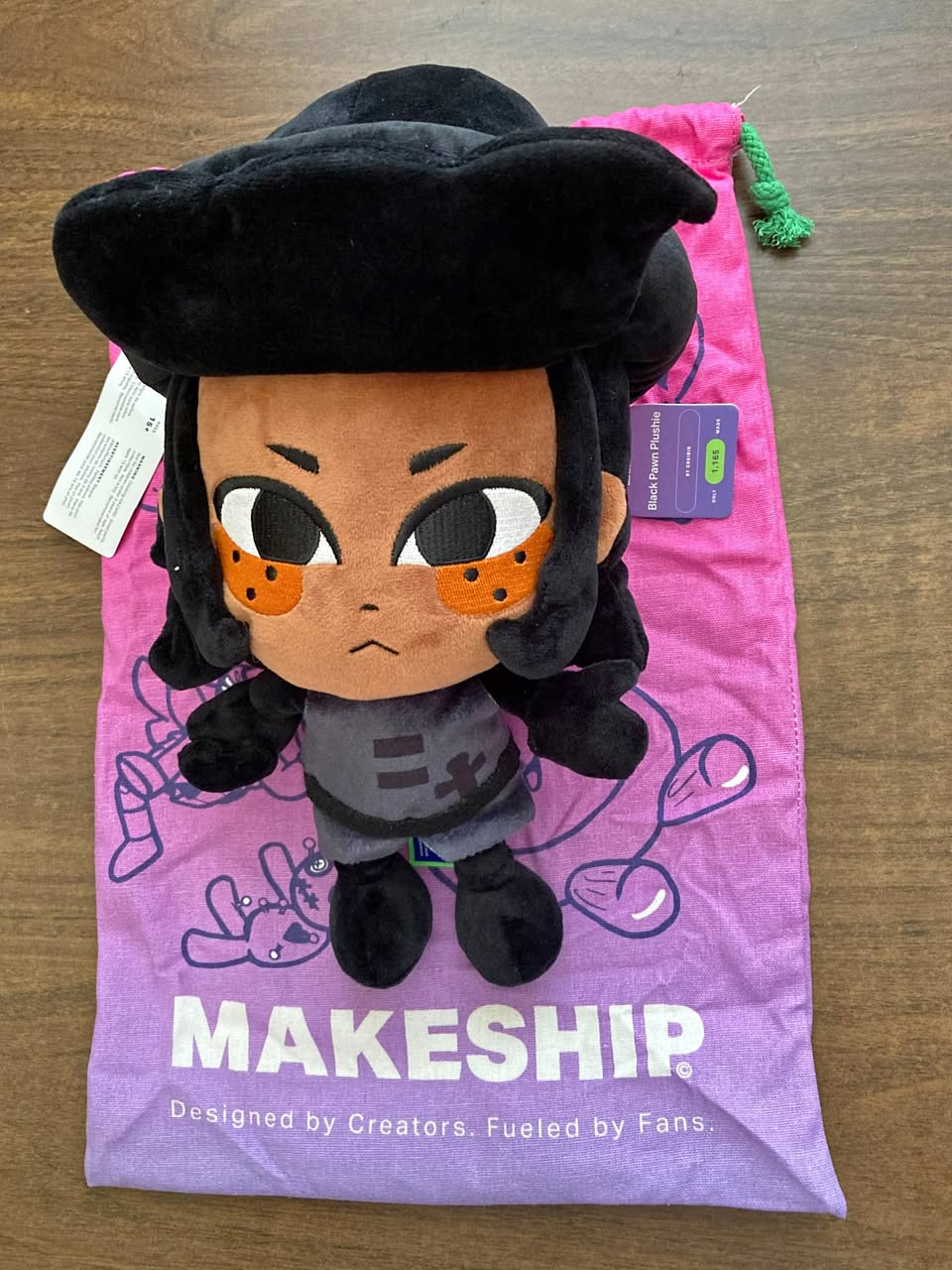 Authentic Black Pawn Plushie by Makeship, New