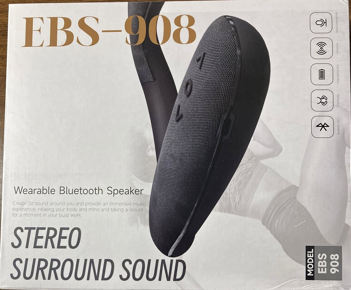EBS-908: Fabric Hanging Neck Bluetooth Speaker - Black
