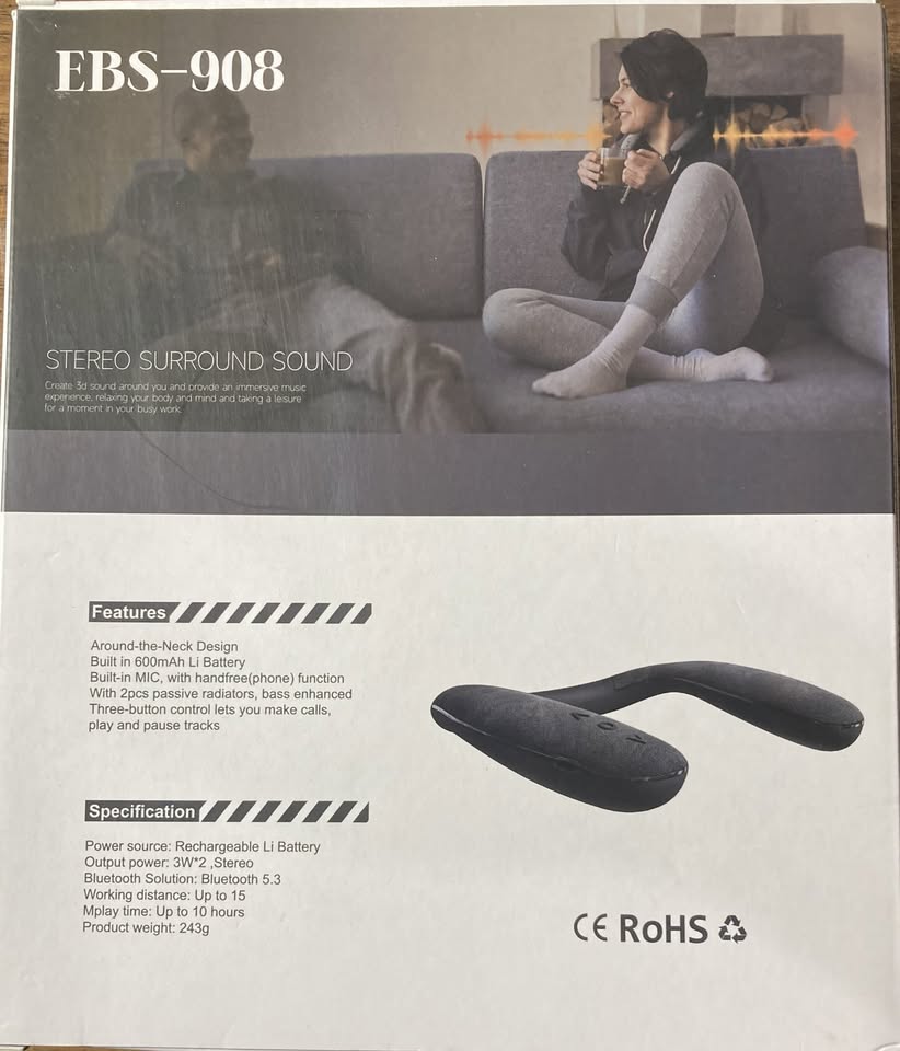EBS-908: Fabric Hanging Neck Bluetooth Speaker - Black - photo 2