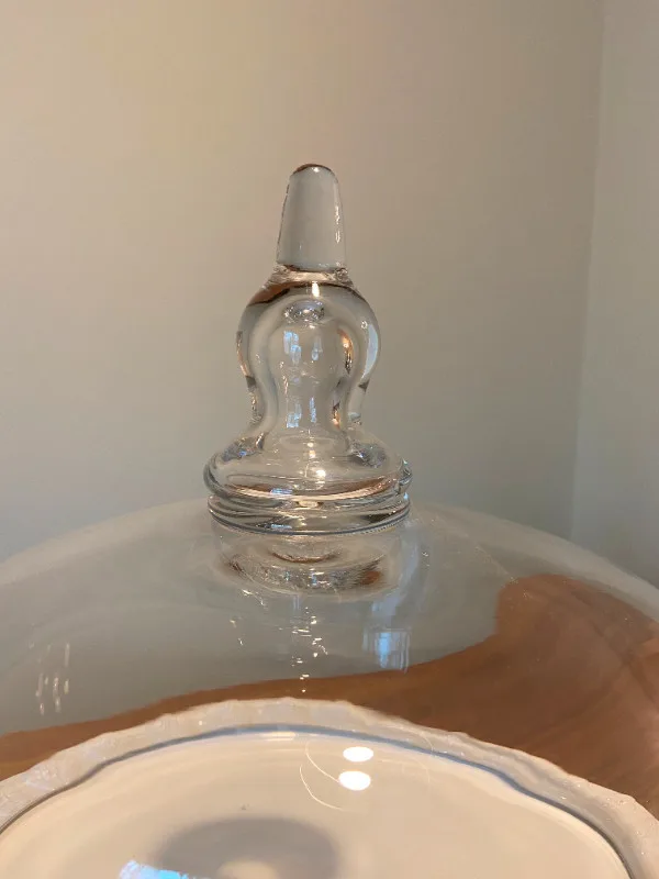 PEDESTAL CAKE STAND 2-piece Ceramic and glass Cake Dome image indicator(2)