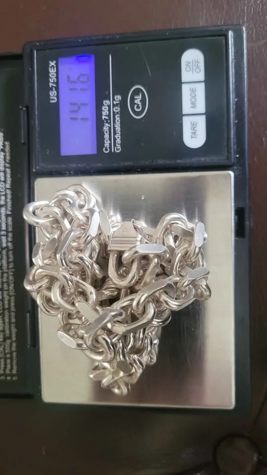 *UNIQUE* 141.5 Gram Sterling Silver 24" HERMES Link Chain image indicator(2)