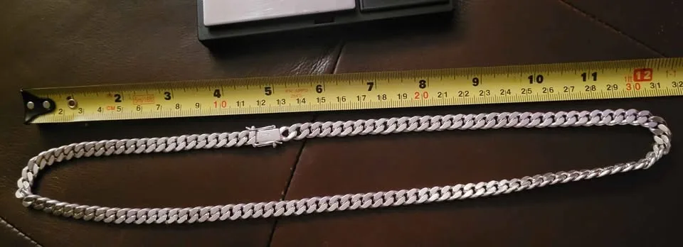 Solid .950 Siver Handmade 25" Cuban Link Chain 107.4 grams image indicator(3)