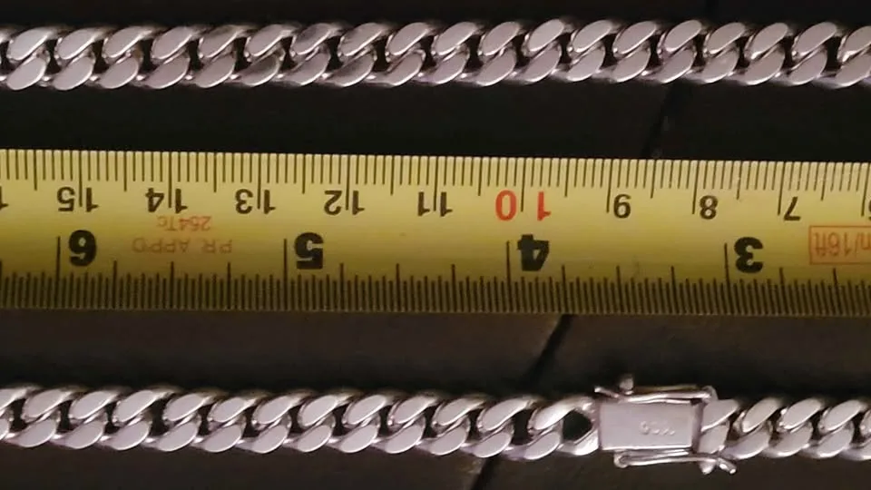 Solid .950 Siver Handmade 25" Cuban Link Chain 107.4 grams image indicator(4)