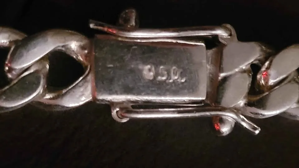 Solid .950 Siver Handmade 25" Cuban Link Chain 107.4 grams image indicator(6)