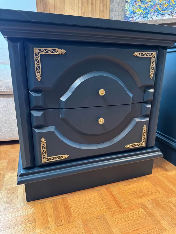 Gorgeous Dark Indigo & Gold Nightstands - photo 3