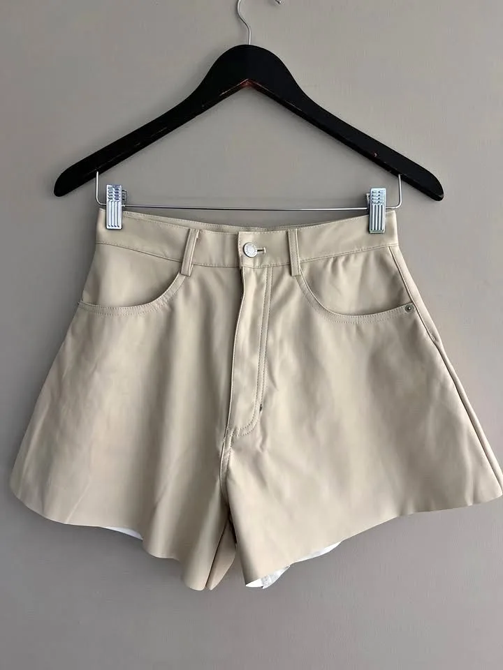 Vegan Leather Flare Bell Shorts thumbnail